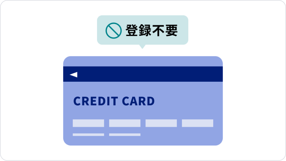 申し込みにクレジットカードの登録は不要!最短翌営業日からトライアル開始のイメージイラスト